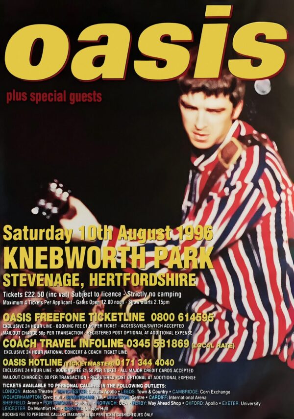 OASIS(What's the Story) Morning Glory? Tour: KNEBWORTH - 10 August 1996 Poster Print