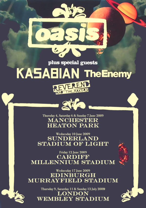 OASIS Dig Out Your Soul 2009 UK Stadium Tour Poster Print