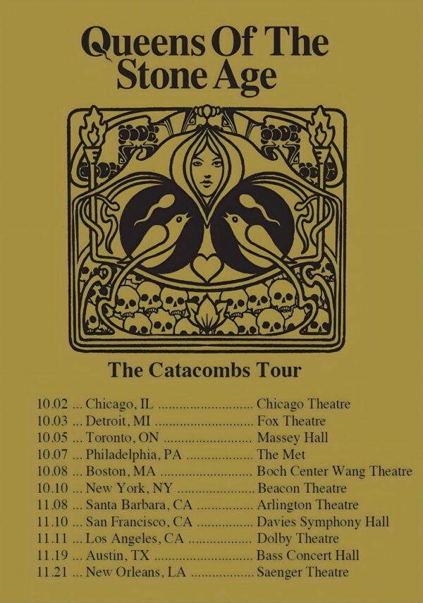 QUEENS OF THE STONE AGE The Catacombs 2025 North America Tour Poster