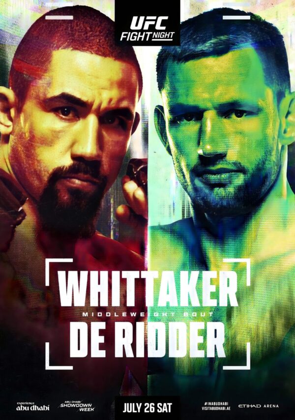 UFC Fight Night Robert Whittaker vs. Reinier De Ridder 2025 Fight Abu Dhabi MMA Poster Print