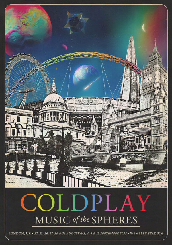 COLDPLAY Music of Spheres 2025 Tour: LONDON Wembley Stadium Show Poster Print