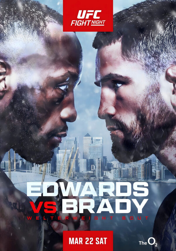 UFC Fight NIght: Leon Edwards vs. Sean Brady 2025 Fight MMA London O2 Poster Print