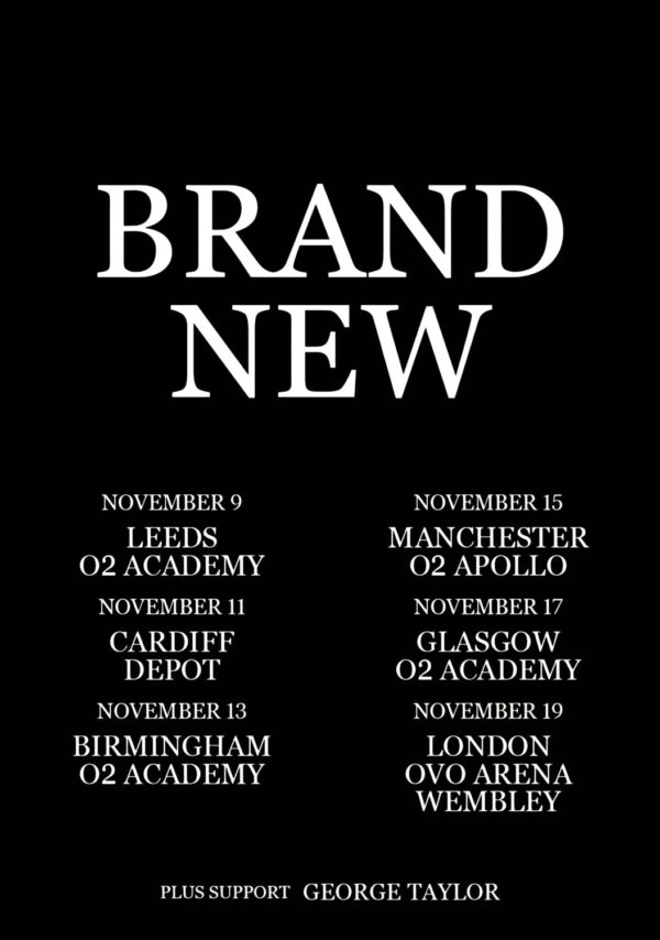 BRAND NEW (band) Live 2025 Reunion UK November Tour Poster