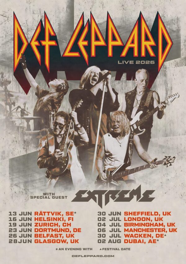 DEF LEPPARD Live 2026 UK & Europe Arena Tour Poster