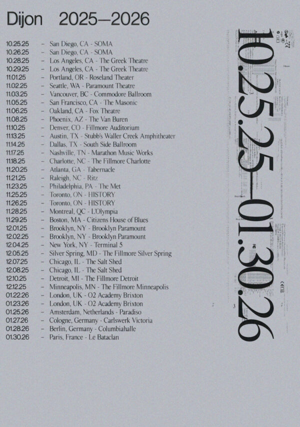 DIJON (singer) Baby 2025-2026 World Tour - UK - Europe Poster
