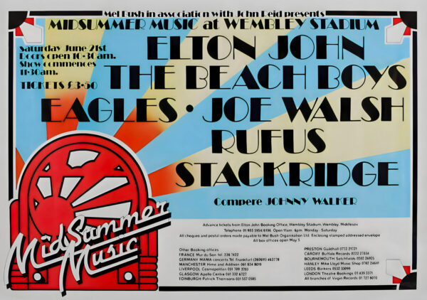 ELTON JOHN MidSummer Music 1975 Tour: LONDON Wembley Stadium Poster