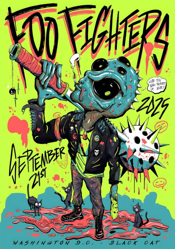 FOO FIGHTERS Live 2025 Tour WASHINGTON D.C. Black Cat Poster Print