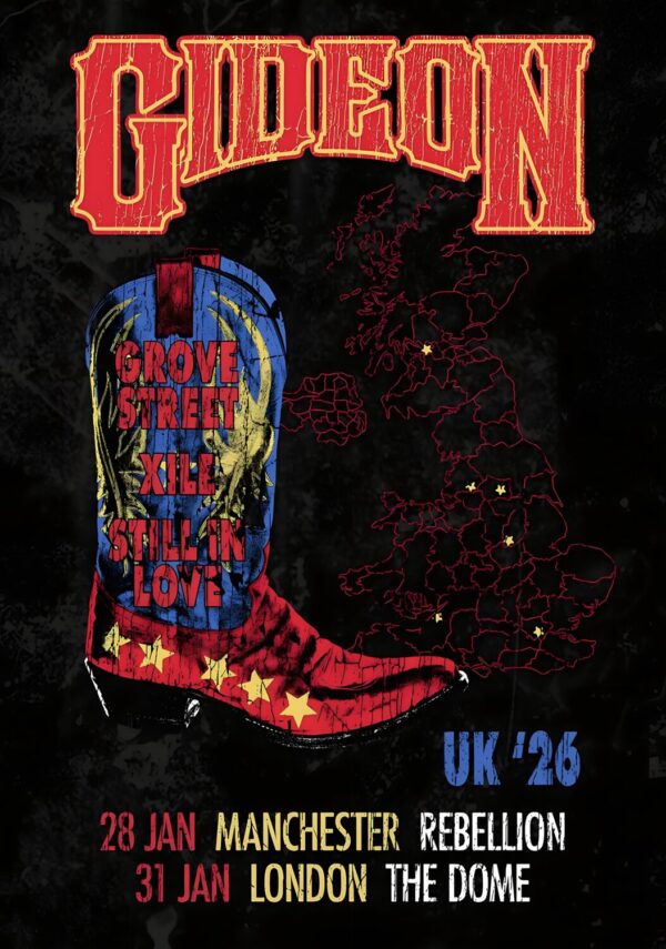 GIDEON (band) 'Til The Wheels Fall Off 2026 UK Tour: MANCHESTER - LONDON Poster