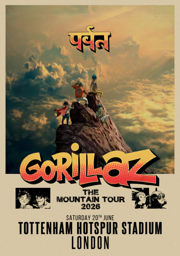 GORILLAZ The Mountain 2026 UK Tour LONDON Tottenham Hotspur Stadium Poster Print