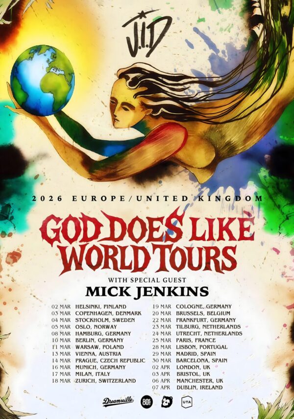 J.I.D. JID (rapper) God Does Like Ugly 2026 World Tour Poster