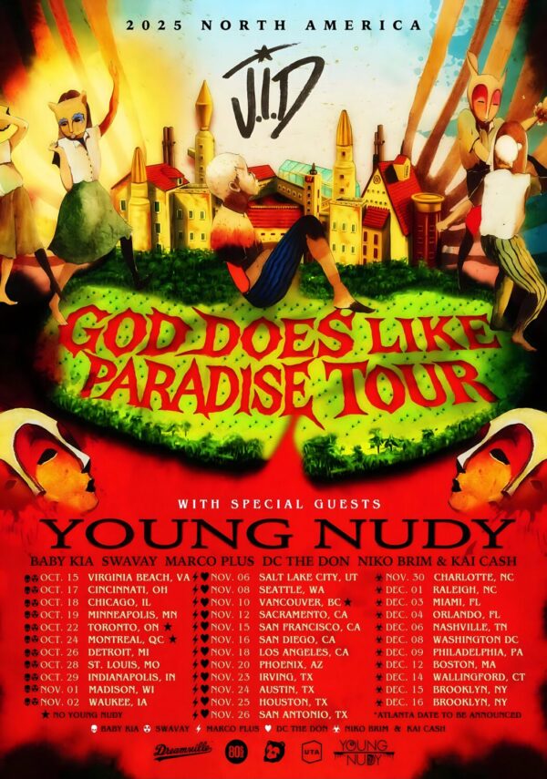 J.I.D. JID (rapper) God Does Like Ugly 2025 North America Tour Poster