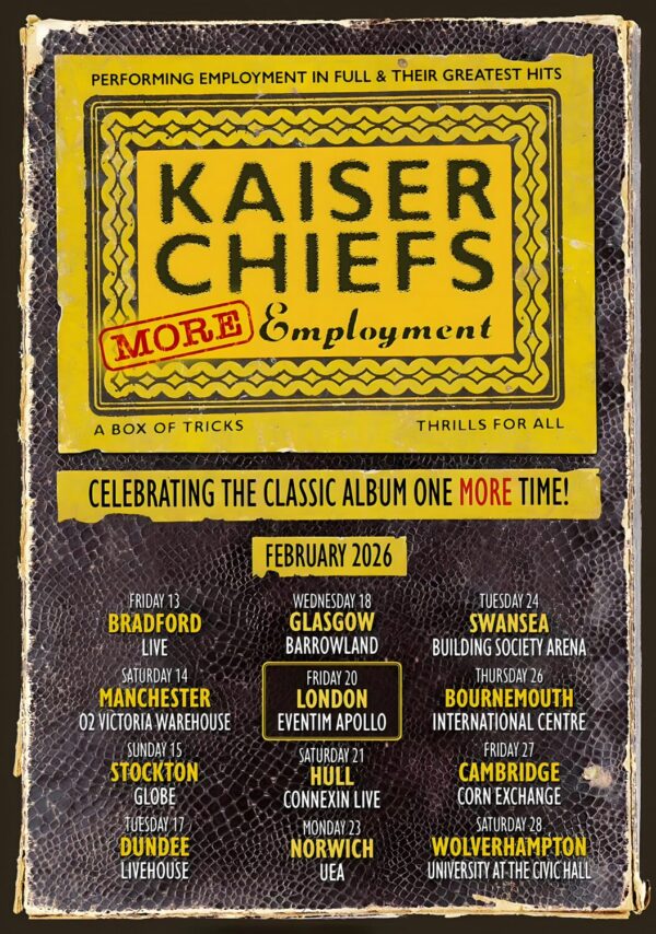 KAISER CHIEFS Emplyment 2026 UK Tour Poster