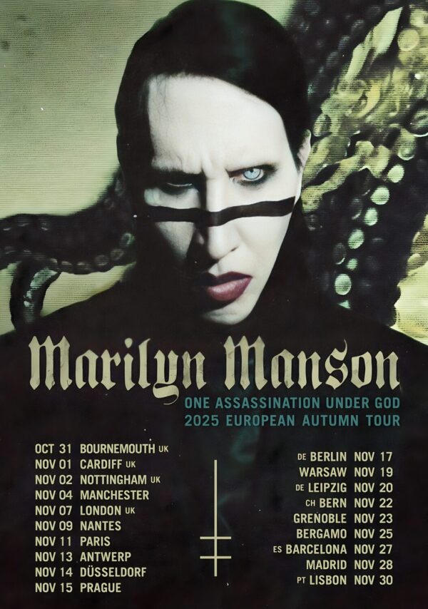 MARILYN MANSON One Assassination Under God 2025 UK & Europe Tour Poster