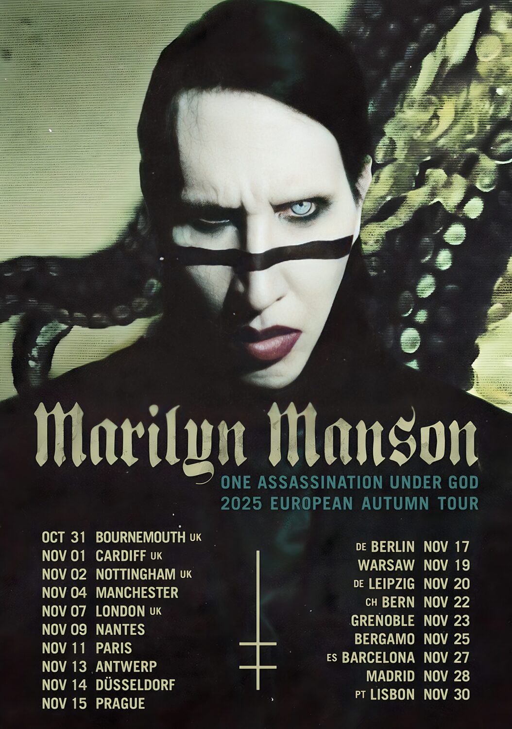 MARILYN MANSON 2025 UK & Europe Tour Poster