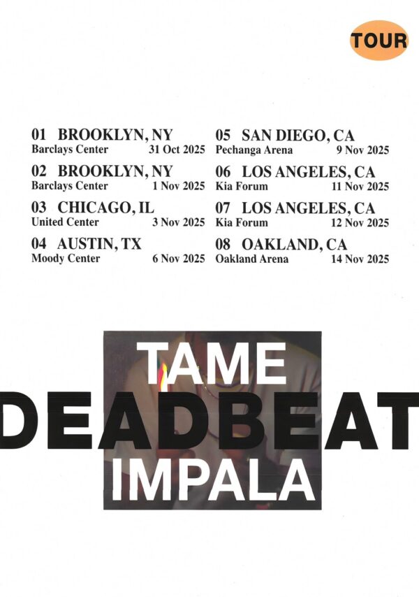 TAME IMPALA Deadbeat 2025 North America Arena Tour Poster