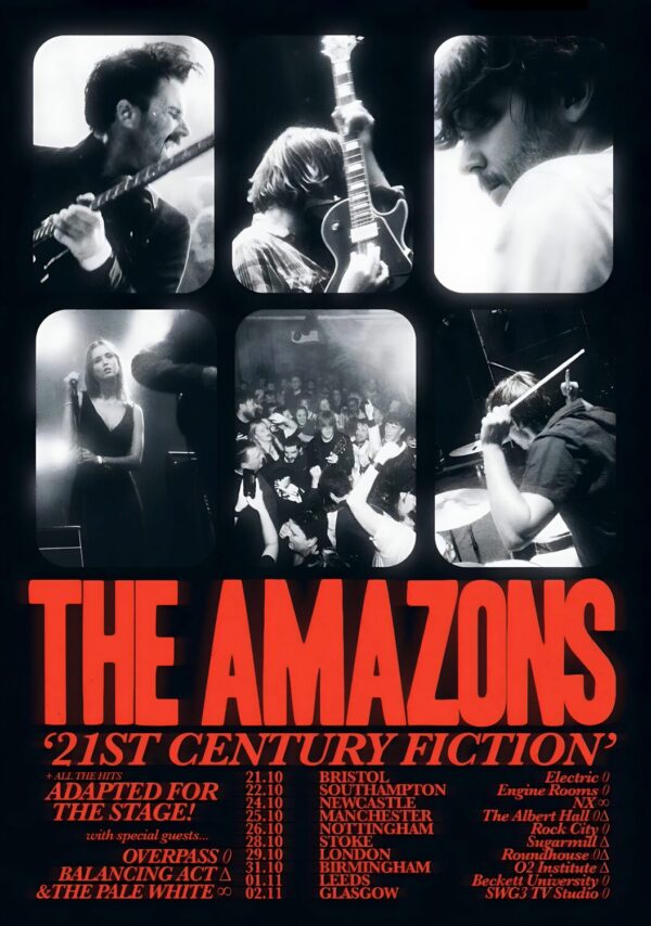 THE AMAZONS (band) 21st Century Fiction 2025 UK Tour Poster