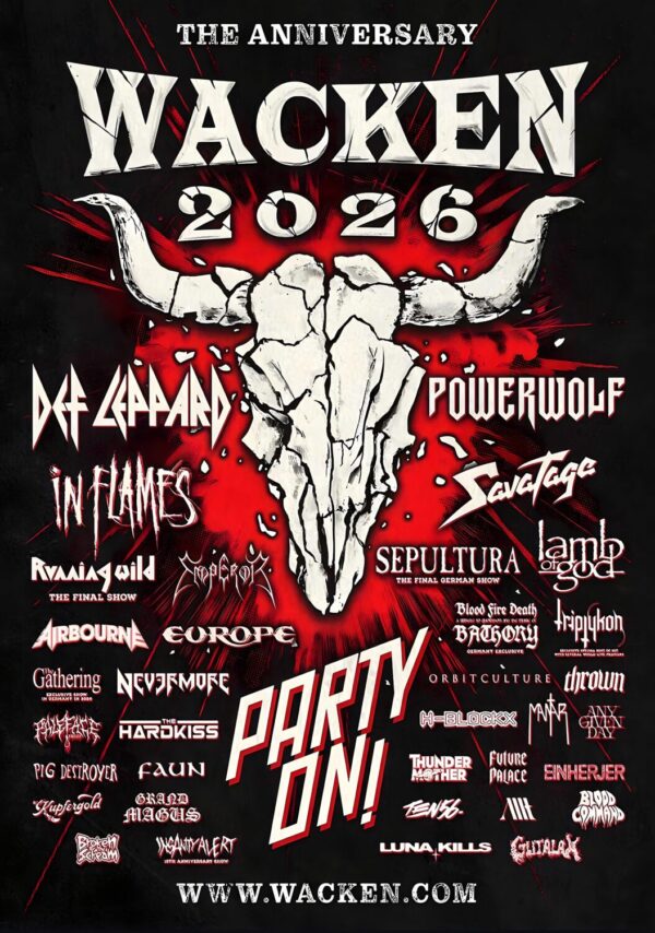 WACKEN 2026 FESTIVAL Def Leppard - Powerwolf - In Flames Line Up Poster