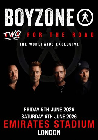 BOYZONE Two For The Road 2026 Tour LONDON Emirates Stadium Poster