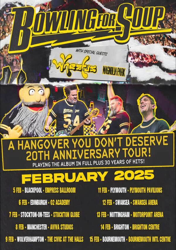 BOWLING FOR SOUP A Hangover You Don't Deserve 20th Anniversary 2025 UK Tour Poster Print