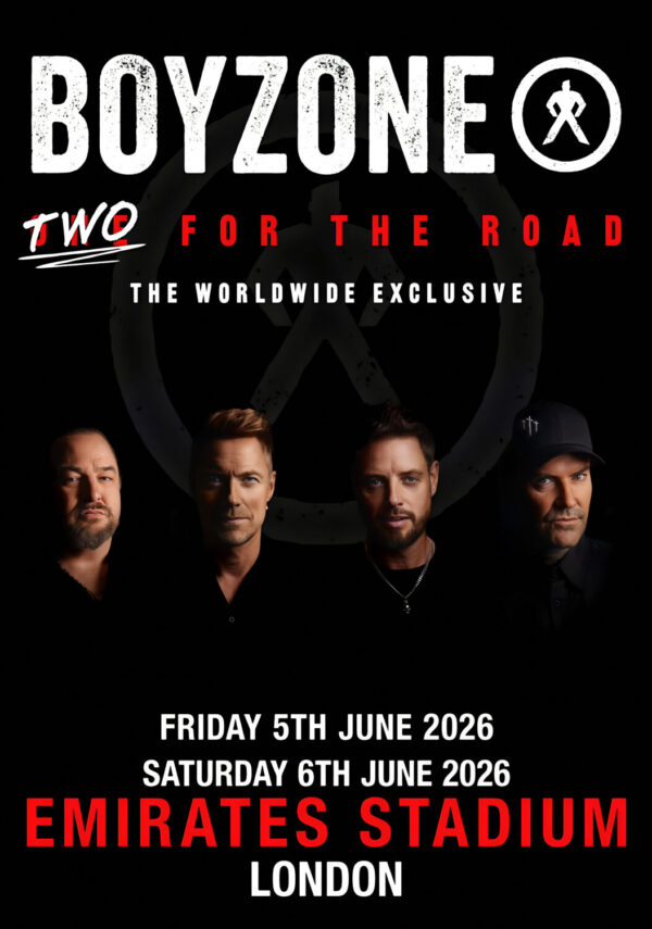 BOYZONE Two For The Road 2026 Tour LONDON Emirates Stadium Poster
