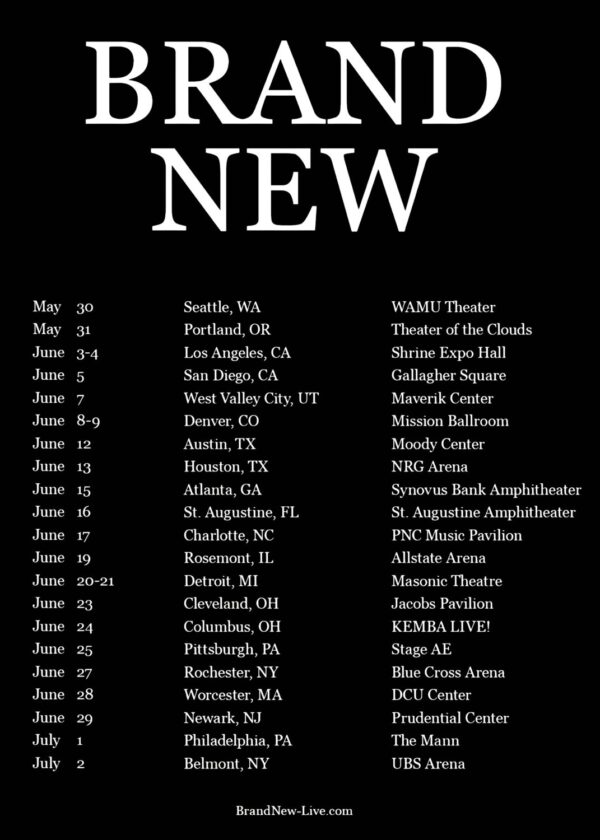 BRAND NEW Live Reunion 2026 North America Tour Poster