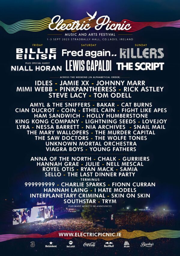 ELECTRIC PICNIC 2023 Festival - Billie Ellish - Fred Again - The Killers Line Up Poster Print