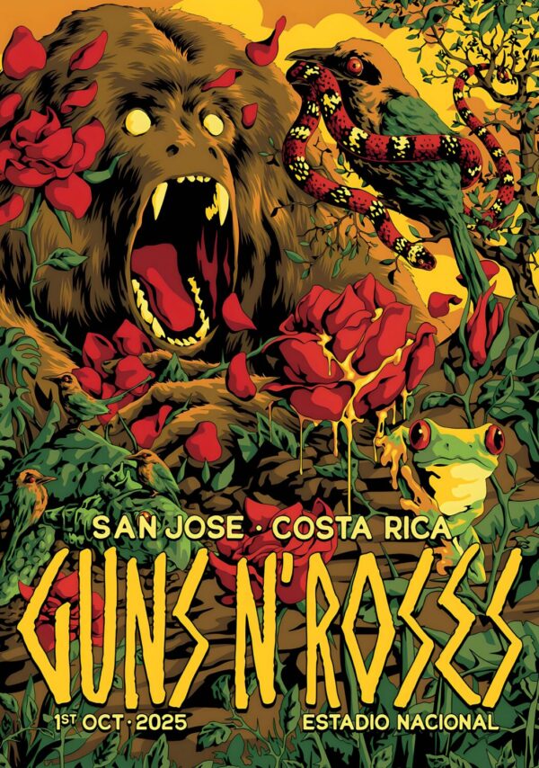 GUNS N ROSES Because You What You Want 2025 Tour SAN JOSE Estadio Nacional Poster