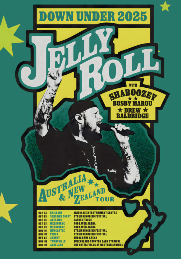 JELLY ROLL Down Under 2025 Australia & New Zealand Tour Poster Print