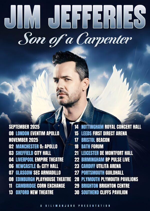 JIM JEFFERIES Son of a Carpenter 2025 UK Stand Up Comedy Tour Poster