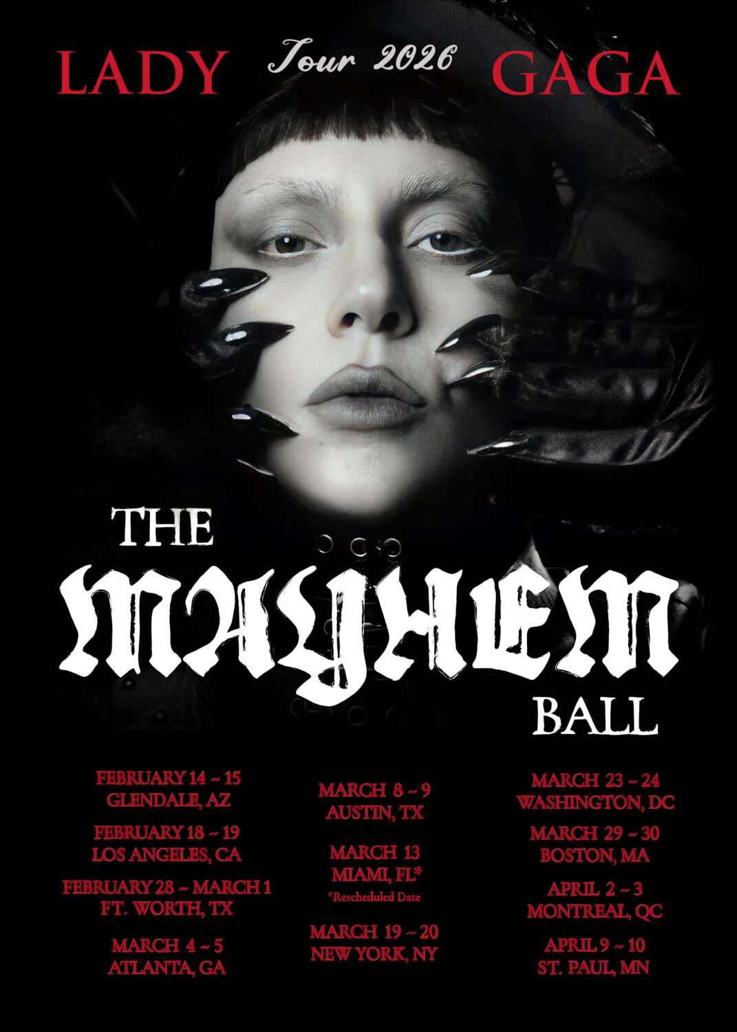 LADY GAGA 2026 North America Arena Tour Poster