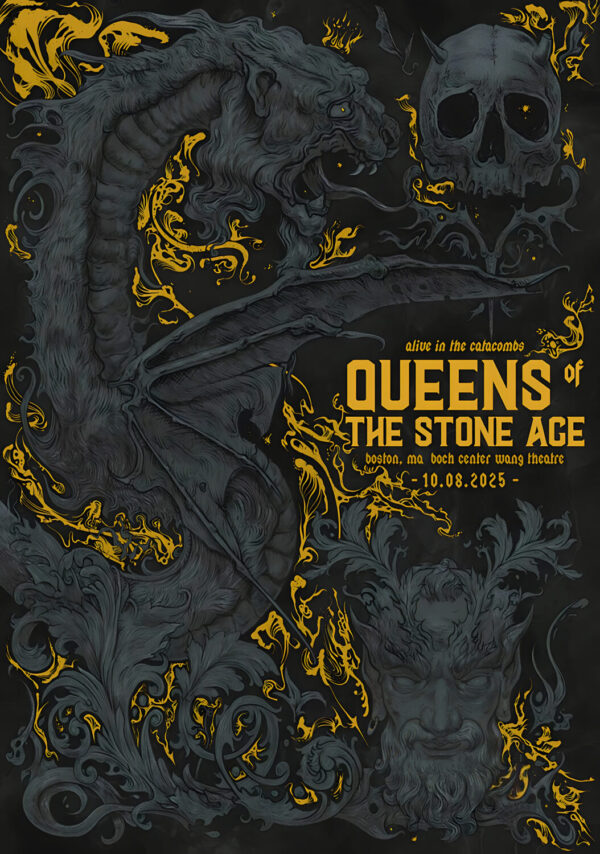 QUEENS OF THE STONE AGE Alive in the Catacombs 2025 Tour BOSTON Boch Center Wang Theatre Poster Print