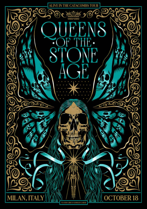 QUEENS OF THE STONE AGE Alive in the Catacombs 2025 Tour MILAN Poster Print