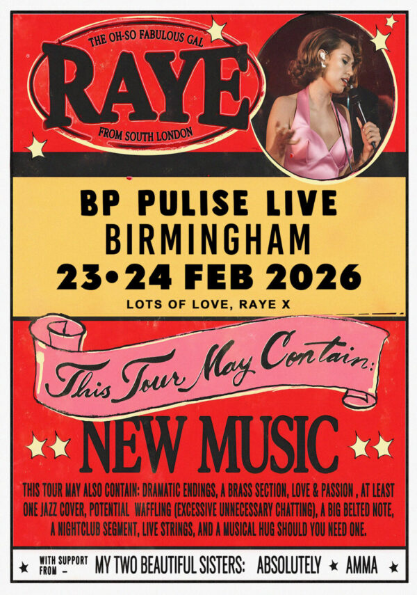 RAYE (singer) Where Is My Husband 2026 UK Tour BIRMINGHAM BP Pulse Live Poster