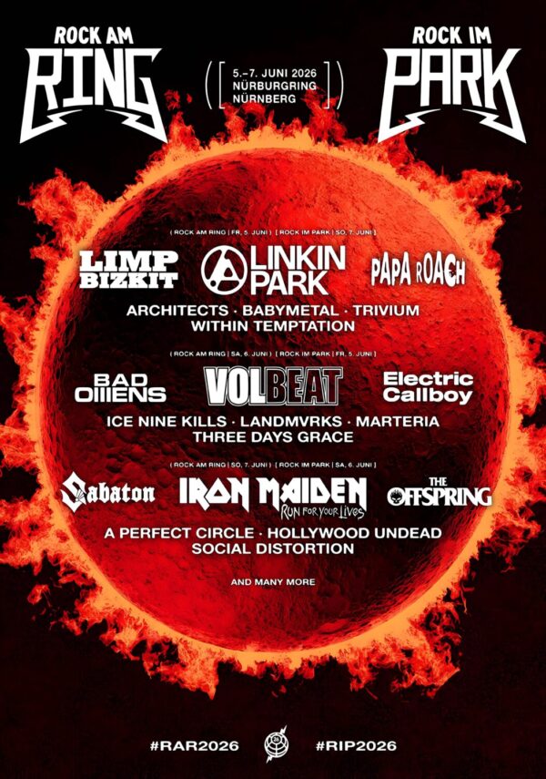 ROCK AM RING - ROCK IM PARK 2026 Limp BIzkit - Volbeat - Iron Maiden Festival Line-Up Poster