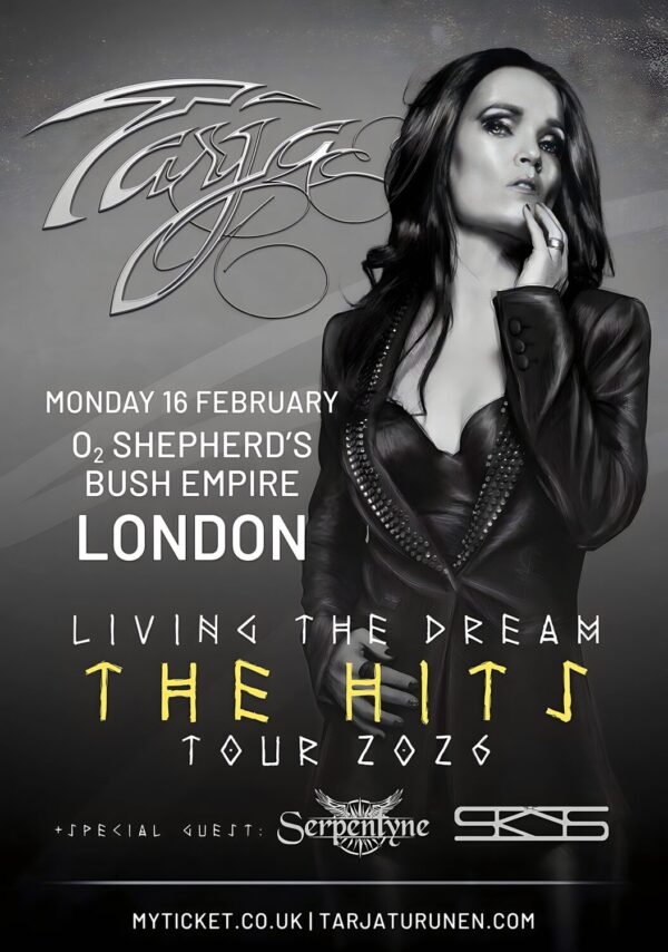 TARJA TURUNEN (Nightwish) Living The Dream 2026 UK Tour LONDON O2 Shepherd's Bush Empire Poster