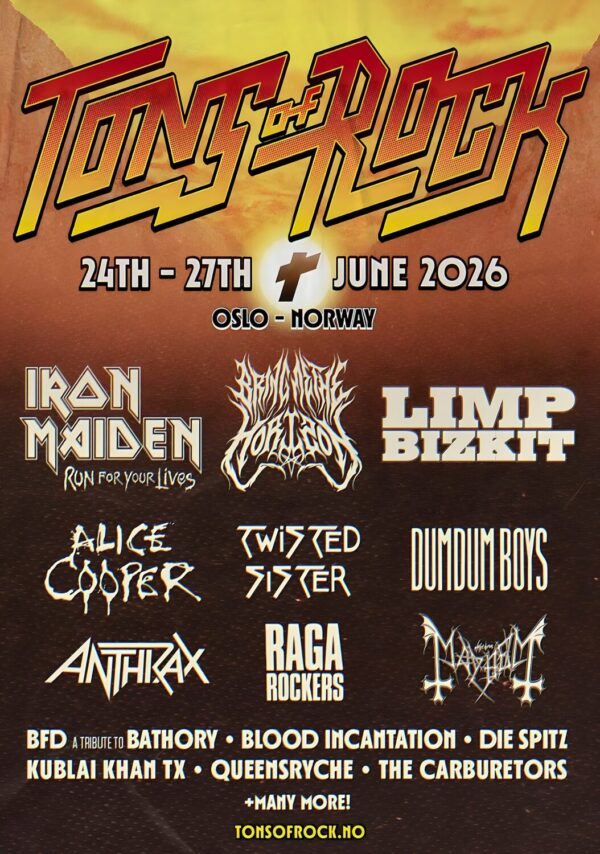 TONS OF ROCK FESTIVAL 2026 Iron Maiden - Bring Me The Horizon - Limp Bizkit Line-Up Poster
