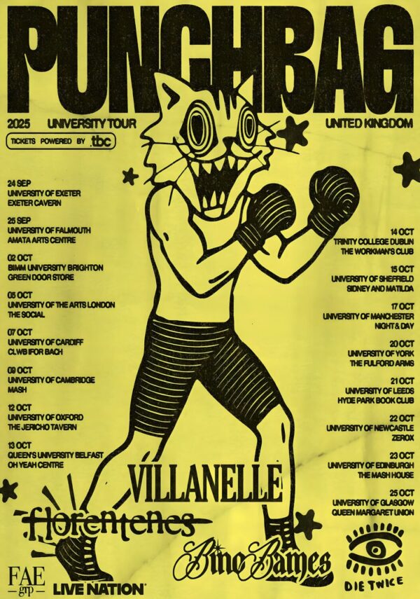 VILLANELLE (band) Punchbag 2025 UK Tour Poster