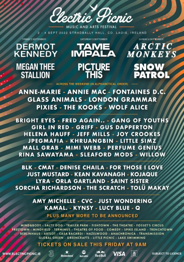 ELECTRIC PICNIC 2022 Festival - Dermot Kennedy - Tame Impala - Arctic Monkeys Line Up Poster Print