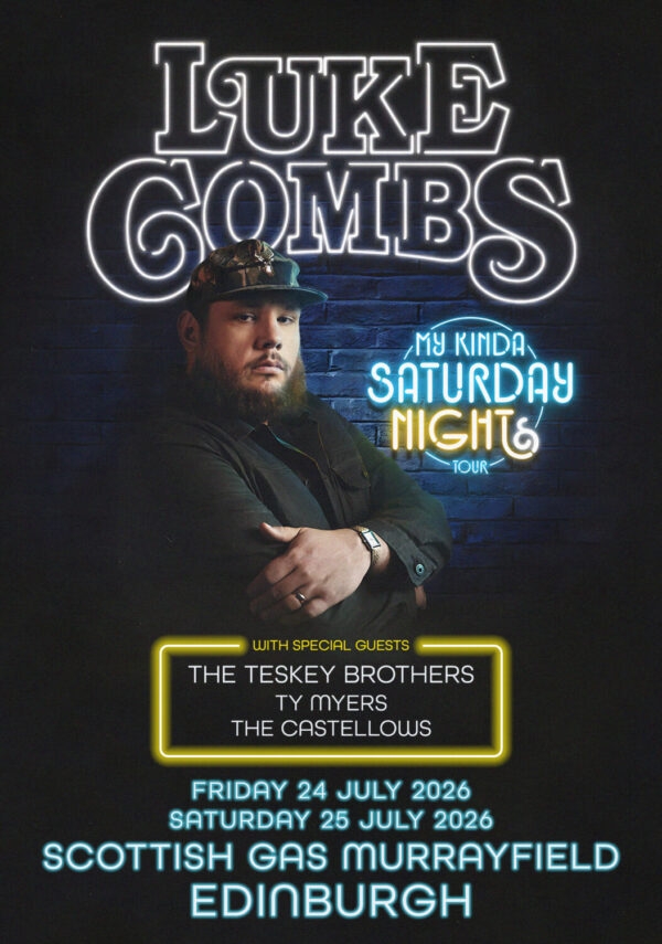 LUKE COMBS My Kinda Saturday Night 2026 UK Tour EDINBURGH Scottish Gas Murrayfield Poster Print