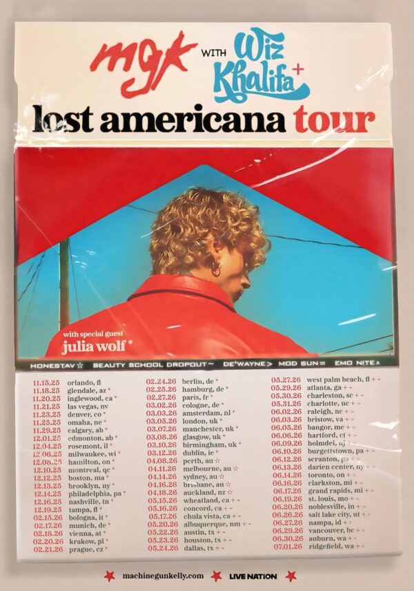 MACHINE GUN KELLY (MGK) Lost Americana 2025-2026 World Tour Poster