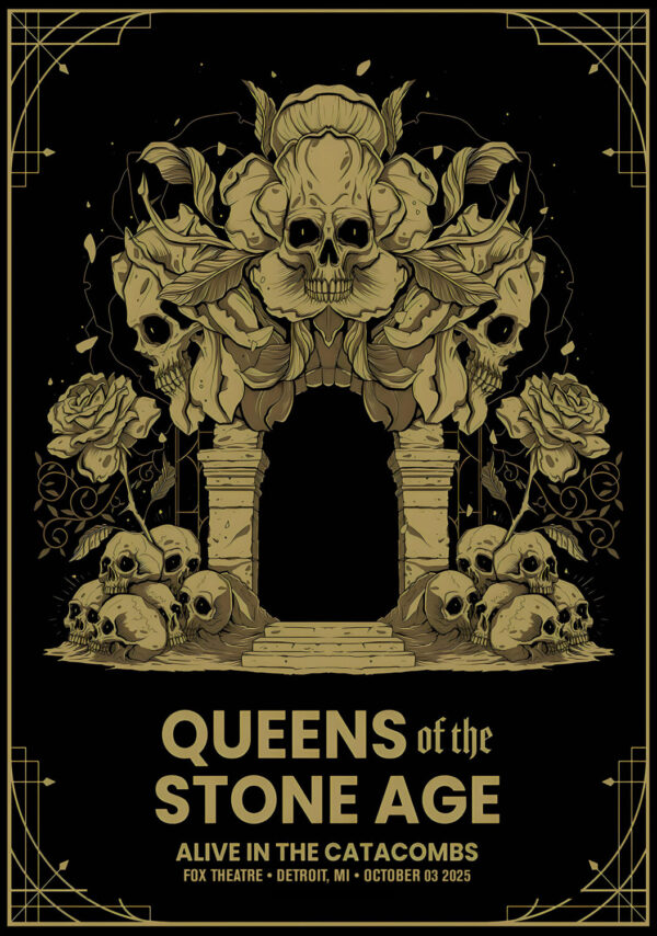 QUEENS OF THE STONE AGE Alive in the Catacombs 2025 Tour DETROIT Fox Theatre Poster Print