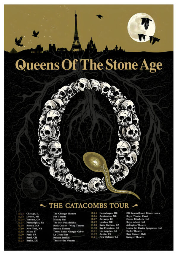 QUEENS OF THE STONE AGE Alive in the Catacombs 2025 World Tour Poster Print