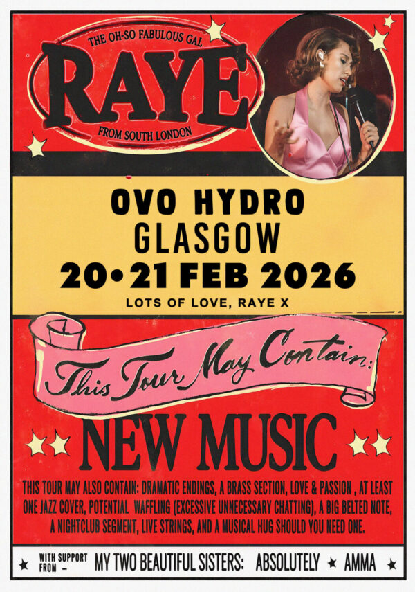 RAYE (singer) Where Is My Husband 2026 UK Tour GLASGOW OVO Hydro Poster