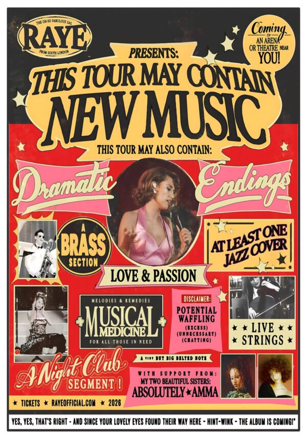 RAYE (singer) This Tour May Contain 2026 UK Europe Live World Tour Poster
