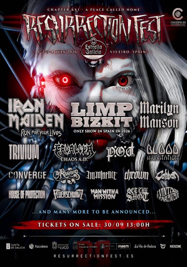 RESURRECTION FESTIVAL Iron Maiden - Limp Bizkit - Marilyn Manson 2026 Line-Up Tour Poster
