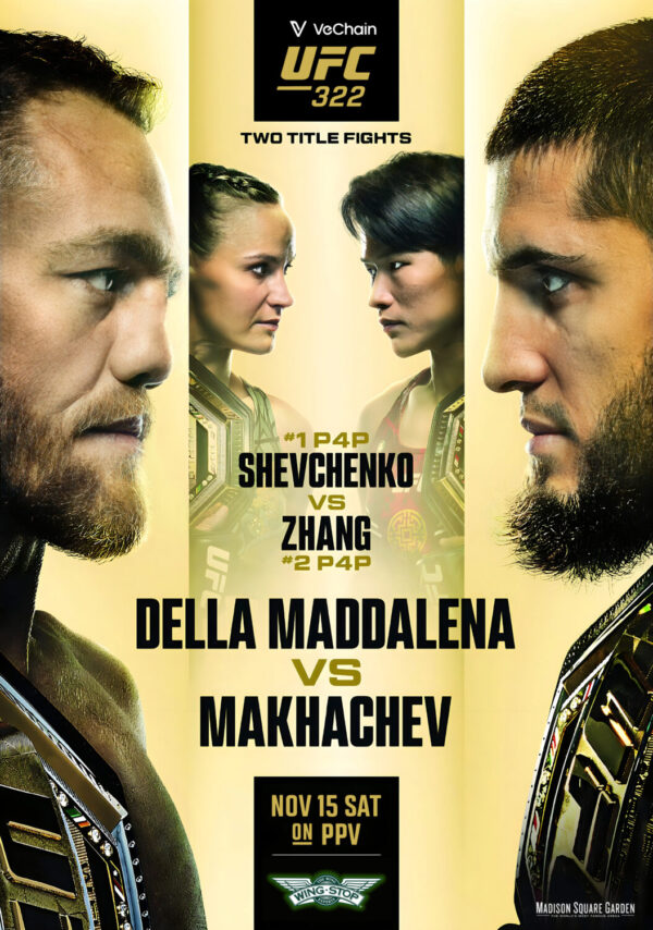 UFC 322 Jack Della Maddalena vs. Islam Makhachev 2025 Fight MMA New York Poster Print