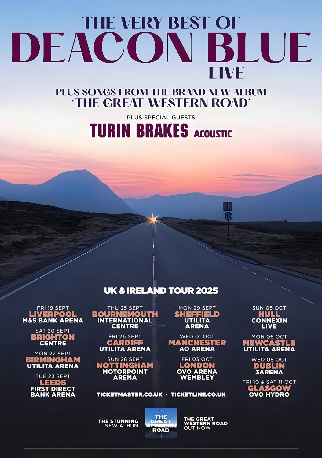 DEACON BLUE The Great Western Road 2025 UK & Ireland Tour Poster Print