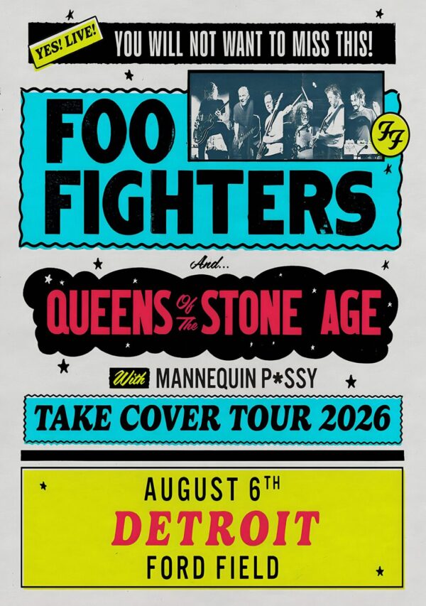 FOO FIGHTERS Take Cover 2026 Stadium Tour DETROIT Ford Field Poster Print
