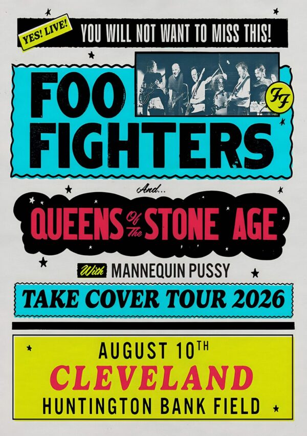 FOO FIGHTERS Take Cover 2026 Stadium Tour CLEVELAND Huntington Bank Field Poster Print