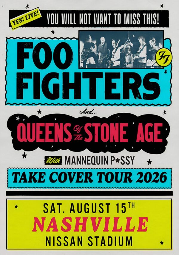 FOO FIGHTERS Take Cover 2026 Stadium Tour NASHVILLE Nissan Stadium Poster Print